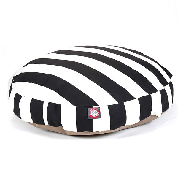 Majestic Pet Vertical Stripe Round Dog Bed Treated Polyester Removable Cover Black Medium 36 x 36 x 5