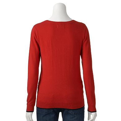 Women's ELLE™ Flocked Applique Sweater