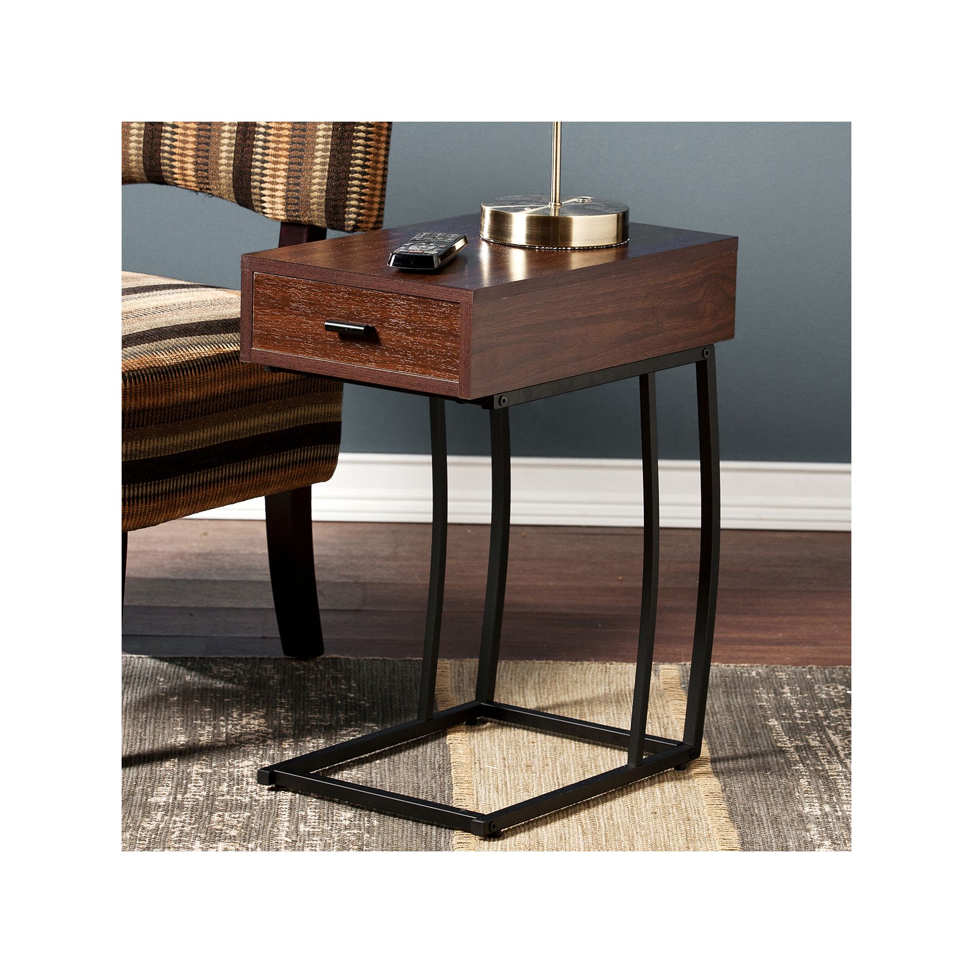 Southern Enterprises Bryson Powered Side Table, Brown