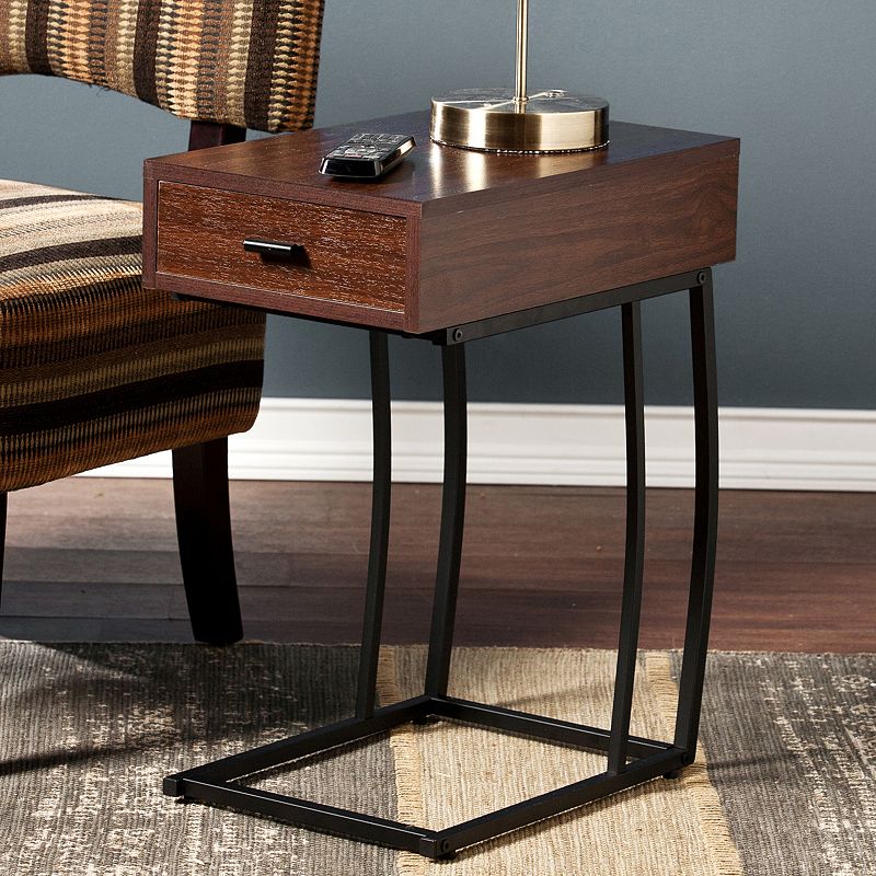 Southern Enterprises Bryson Powered Side Table, Brown, Furniture