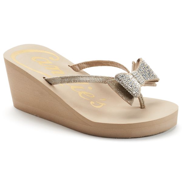 Candie's® Women's Glitter Bow Thong Wedge Sandals