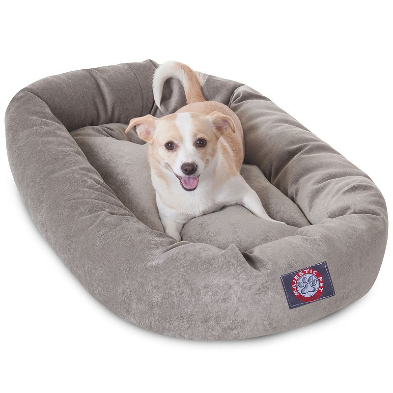 Majestic Pet Villa Velvet Bagel Pet Bed for Dogs  Calming Dog Bed Washable  Medium  Vintage
