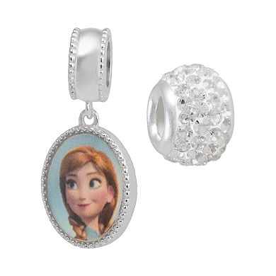 Disney's Frozen Crystal Sterling Silver Reversible Elsa and Anna Charm and Bead Set