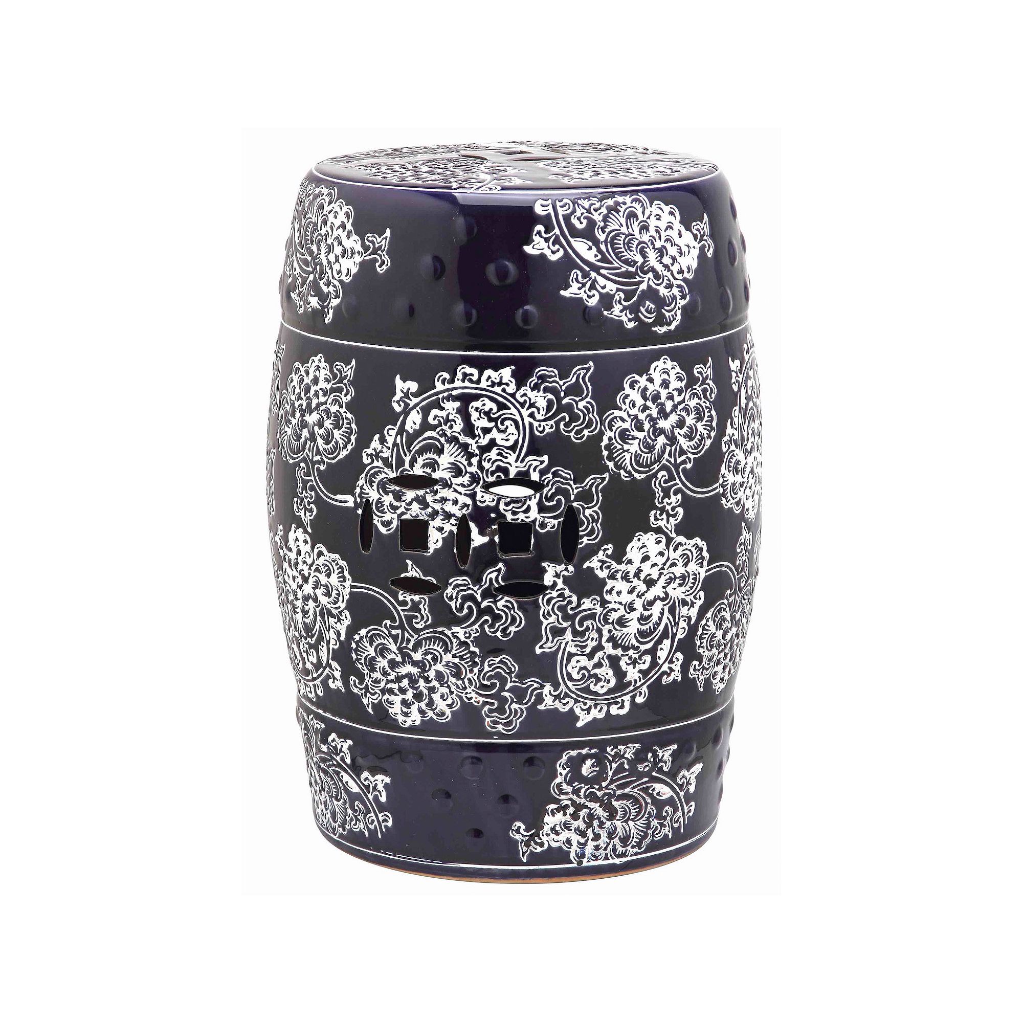 Safavieh Midnight Flower Ceramic Garden Stool, Blue
