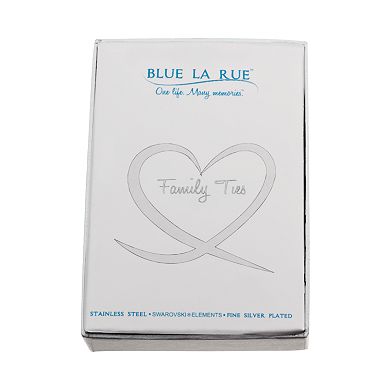 Blue La Rue Crystal Stainless Steel 1-in. Round "Family" Charm Locket Chain Bracelet - Made with Crystals