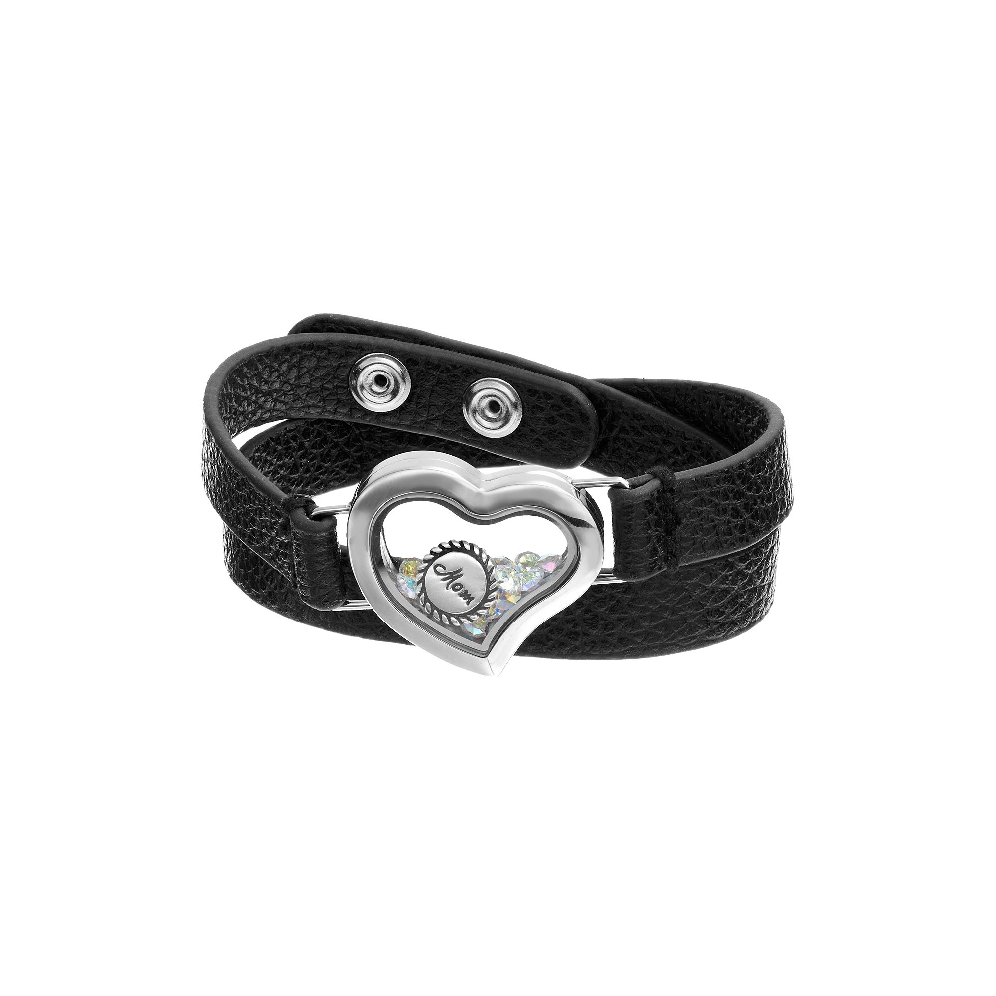 Blue La Rue Crystal Stainless Steel 1-in. Heart Mom Charm Locket Wrap 