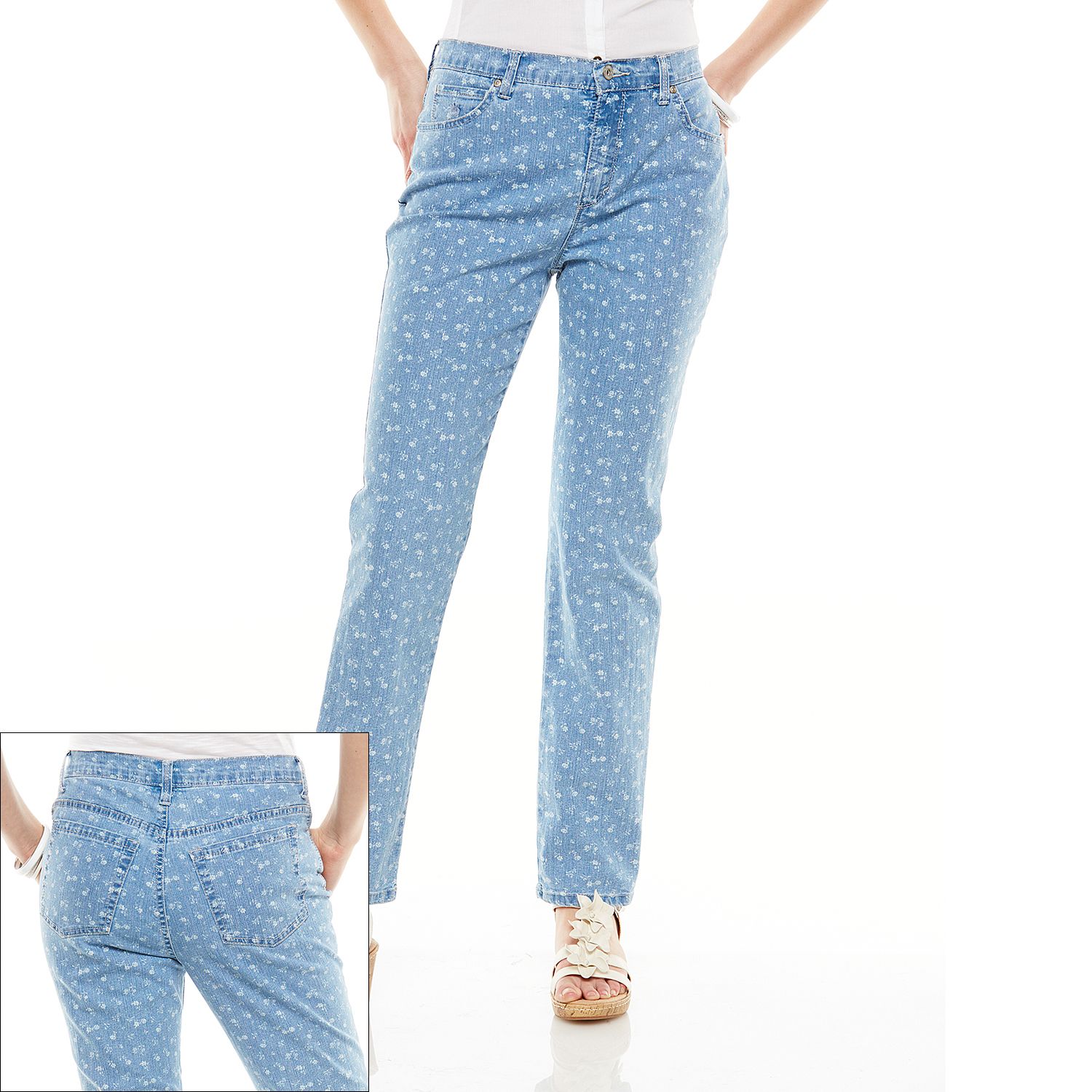 gloria vanderbilt floral jeans