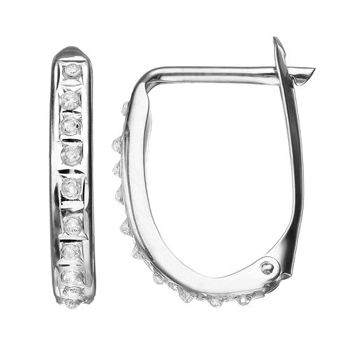 Diamond Fascination 10k Gold UHoop Earrings