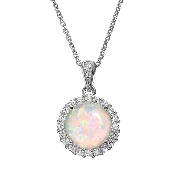 Sophie Miller Lab-Created Opal & Cubic Zirconia Sterling Silver Halo ...