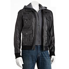 Excelled Kohl S - men s excelled faux leather hooded bomber jacket