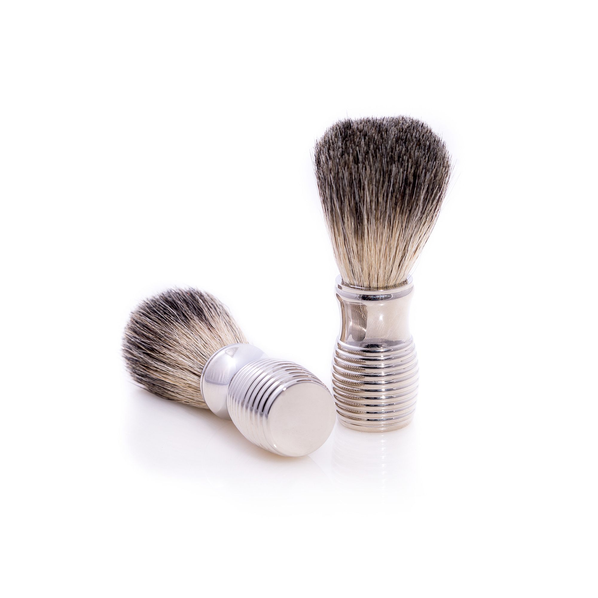 Bey-Berk Ribbed Chrome Pure Badger Shaving Brush, Clrs