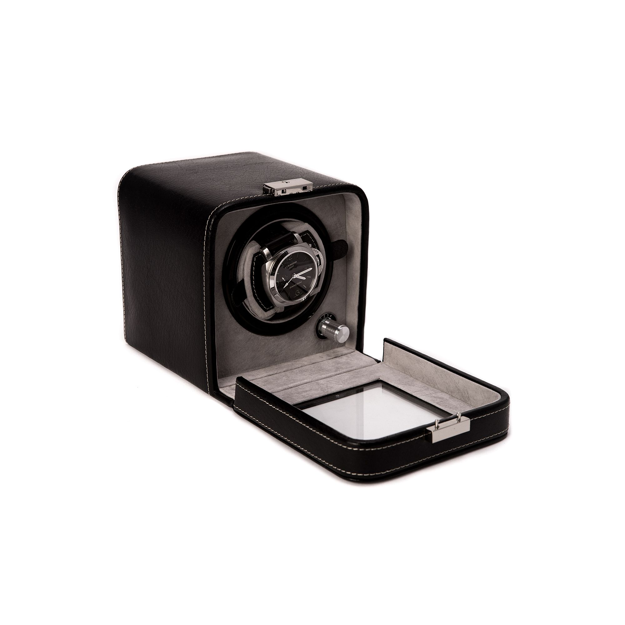 Bey-Berk Leather Watch Winder - Men, Black