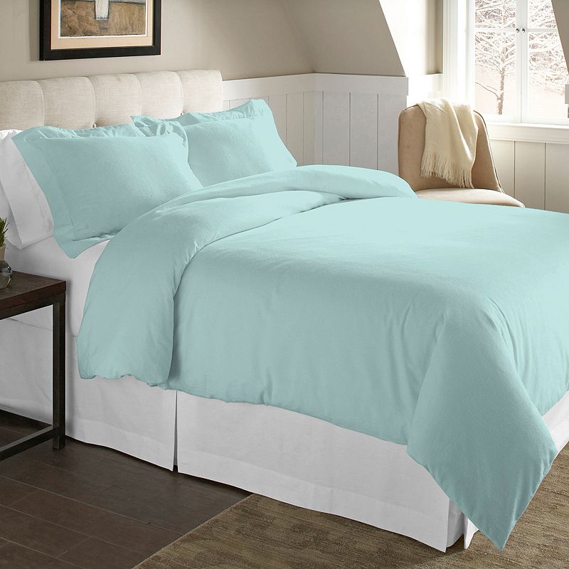 98530545 Pointehaven Solid Flannel Duvet Cover Set, Blue, F sku 98530545