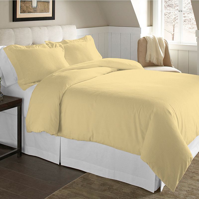 98532340 Pointehaven Solid Flannel Duvet Cover Set, Yellow, sku 98532340