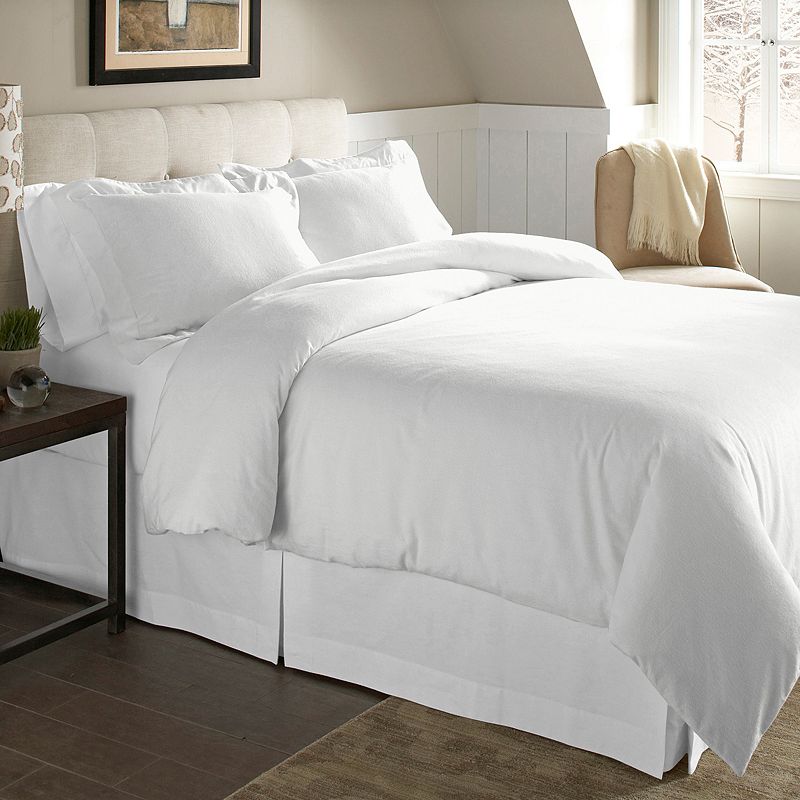 Pointehaven Solid Flannel Duvet Cover Set, White, Twin XL