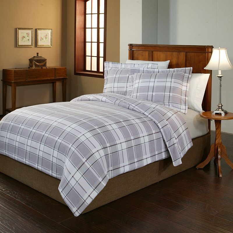 Pointehaven Jensen Flannel Duvet Cover Set, Multicolor, Full/Queen