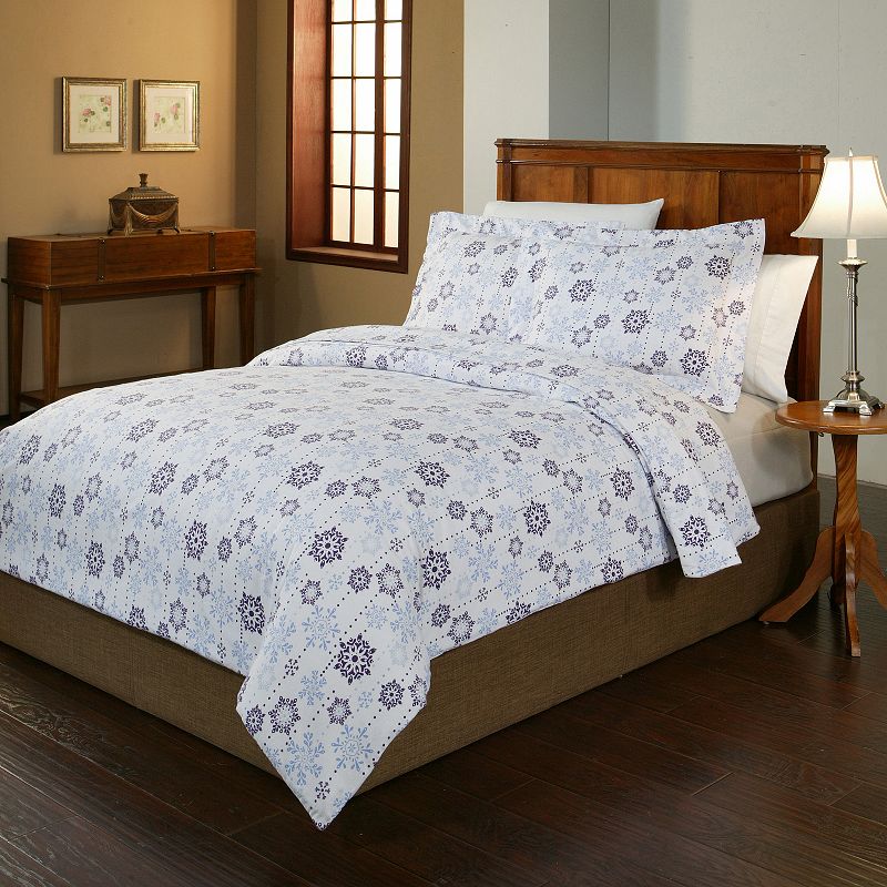 Pointehaven Snow Drop Flannel Duvet Cover Set, Multicolor, Twin XL