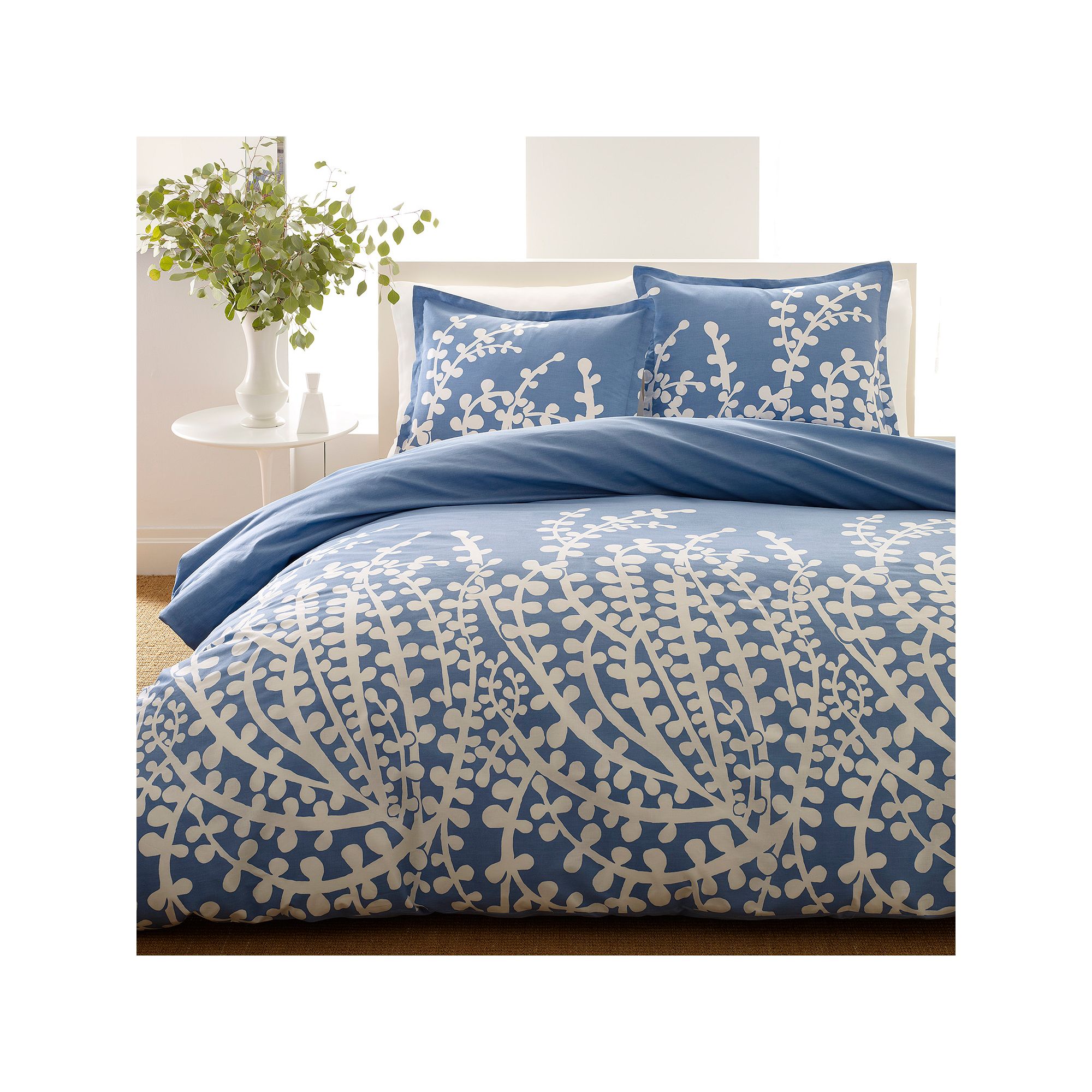 City Scene Branches Reversible Duvet Cover Set, French Blue