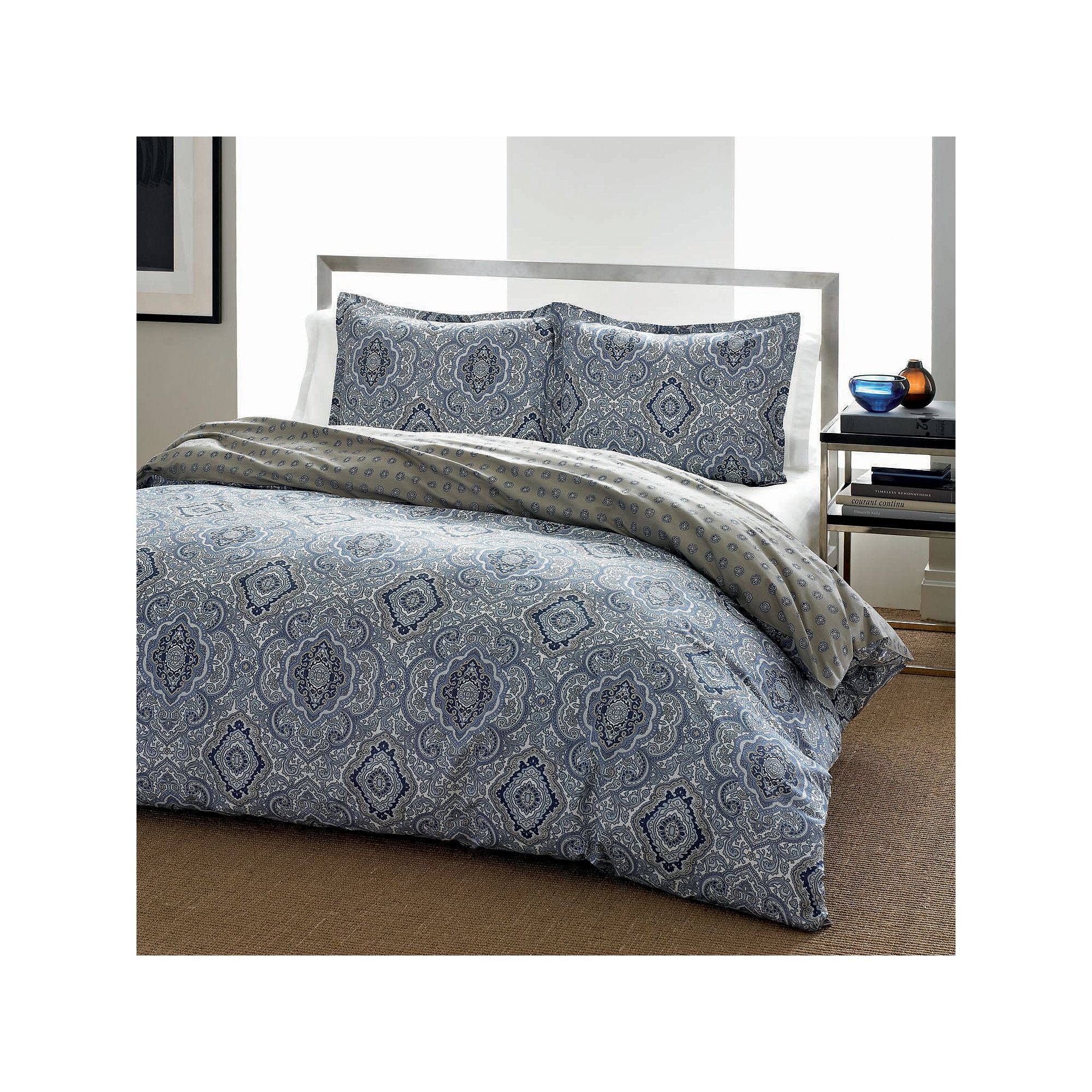 City Scene Milan Reversible Duvet Cover Set, Blue
