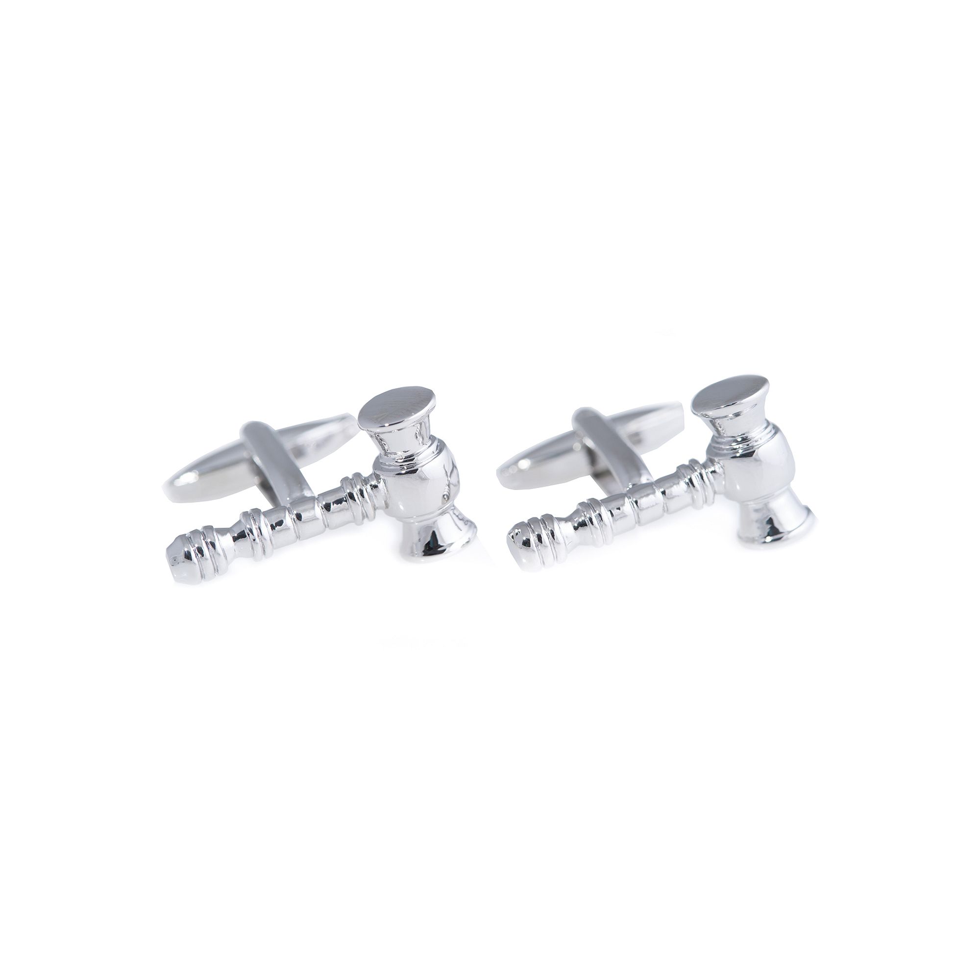 Rhodium-Plated Gavel Cuff Links
