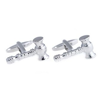 Rhodium-Plated Gavel Cuff Links