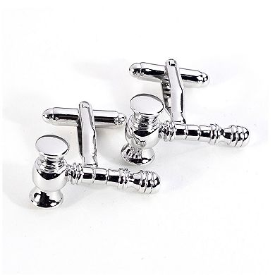 Rhodium-Plated Gavel Cuff Links