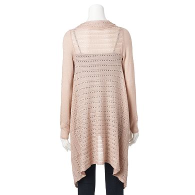 Women's Jennifer Lopez Pointelle Lurex Flyaway Cardigan