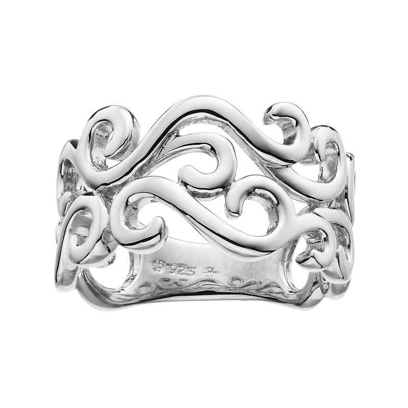 Boston Bay Diamonds Sterling Silver Openwork Scroll Ring, Womens, Size: 5,