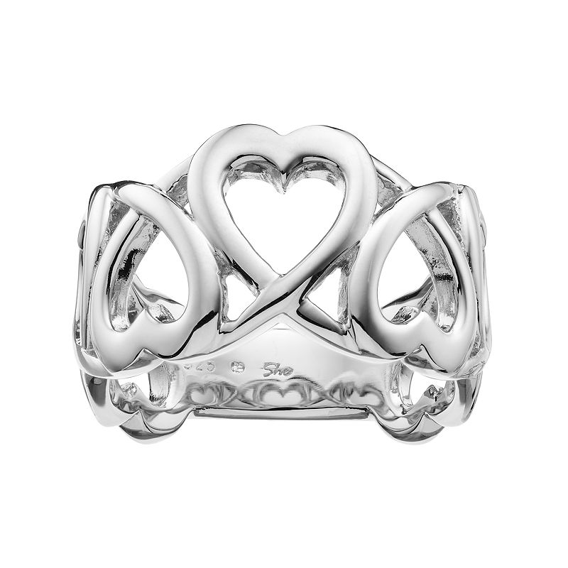Boston Bay Diamonds Sterling Silver Openwork Heart Ring, Womens, Size: 5, 