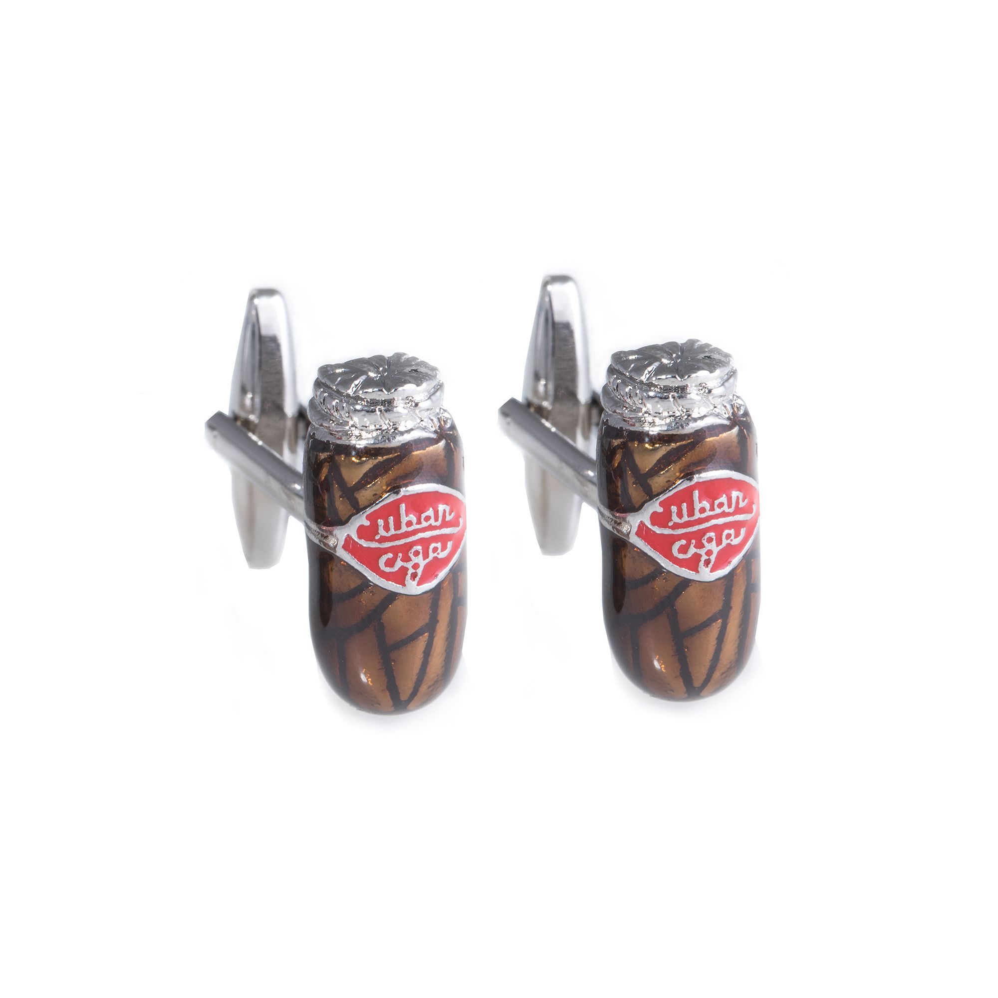 Rhodium-Plated Cigar Cuff Links, Colors