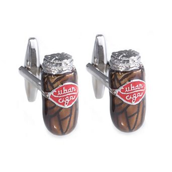 Rhodium-Plated Cigar Cuff Links