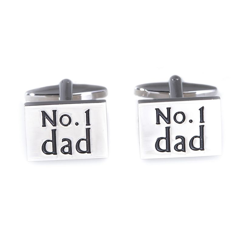 UPC 797140002468 product image for Rhodium-Plated No. 1 Dad Cuff Links, Colors | upcitemdb.com