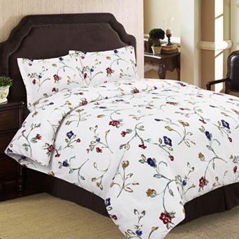 Tribeca Living Flannel Floral Garden 3 pc Duvet Cover Set