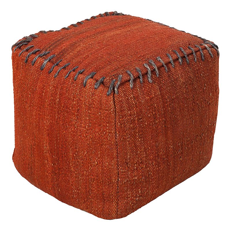 Artisan Weaver Solid Pouf, Red