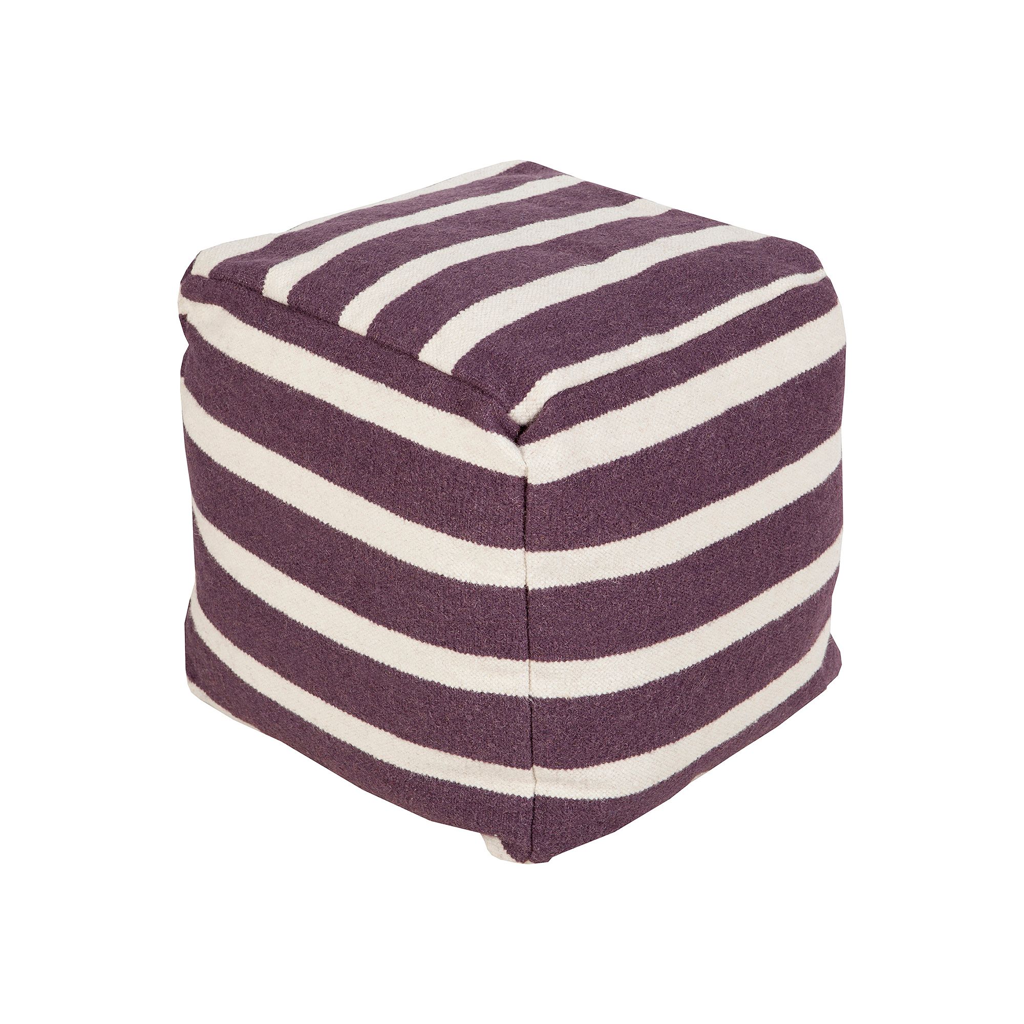 18 x 18 Artisan Weaver Thin Striped Pouf, Purple
