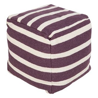 18'' x 18'' Artisan Weaver Thin Striped Pouf