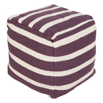 18'' x 18'' Artisan Weaver Thin Striped Pouf