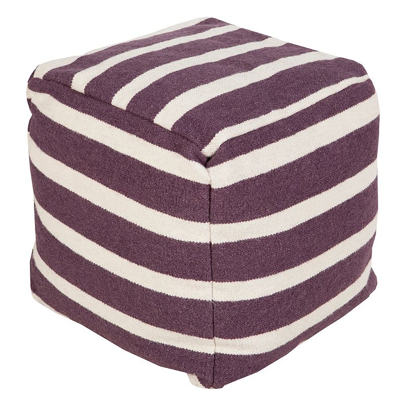 98396180 18 x 18 Artisan Weaver Thin Striped Pouf, Purple sku 98396180
