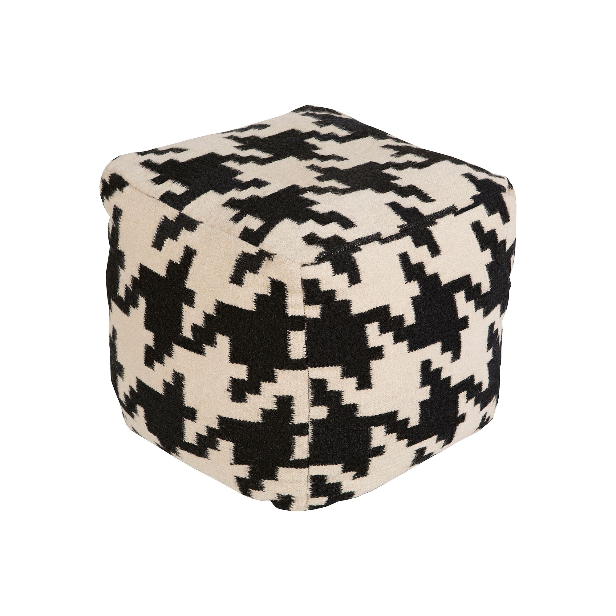 18 x 18 Artisan Weaver Geometric Pouf, Grey