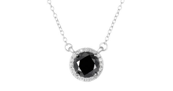 2 Carat T.W. Black and White Diamond Sterling Silver Halo Necklace