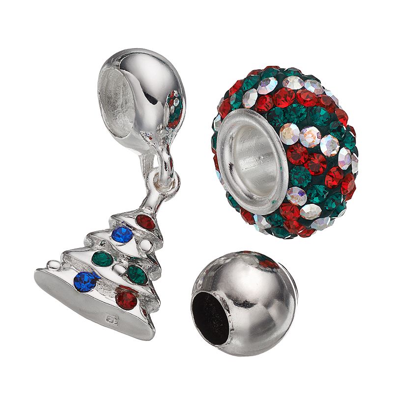 Individuality Beads Crystal Sterling Silver Bead and Christmas Tree Charm S