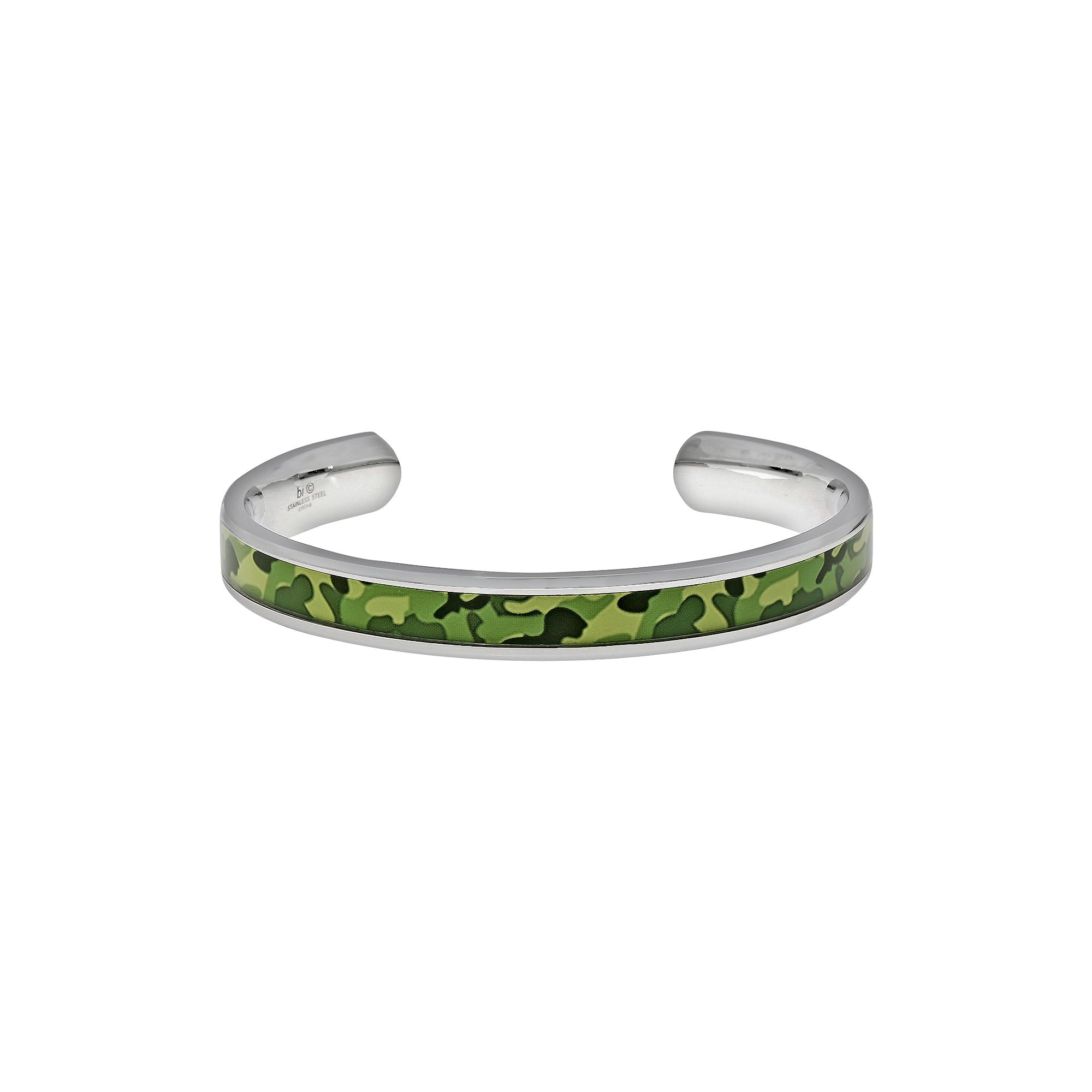 LYNX Stainless Steel Camouflage Cuff Bracelet - Men, Mens, Green