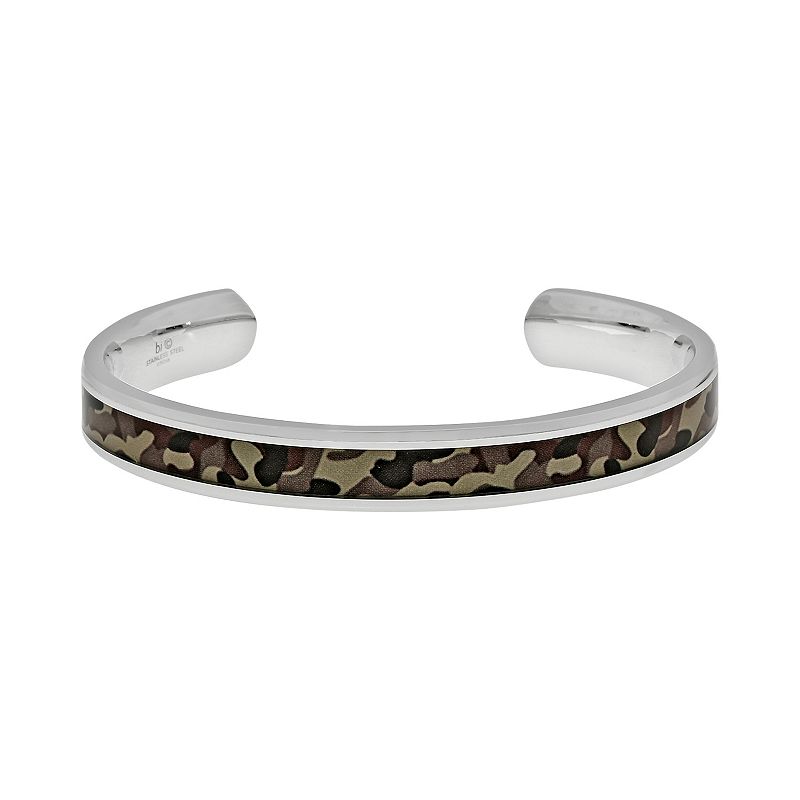 LYNX Stainless Steel Camouflage Cuff Bracelet - Men, Mens, Brown