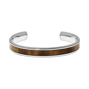 LYNX Stainless Steel Wood Cuff Bracelet - Men