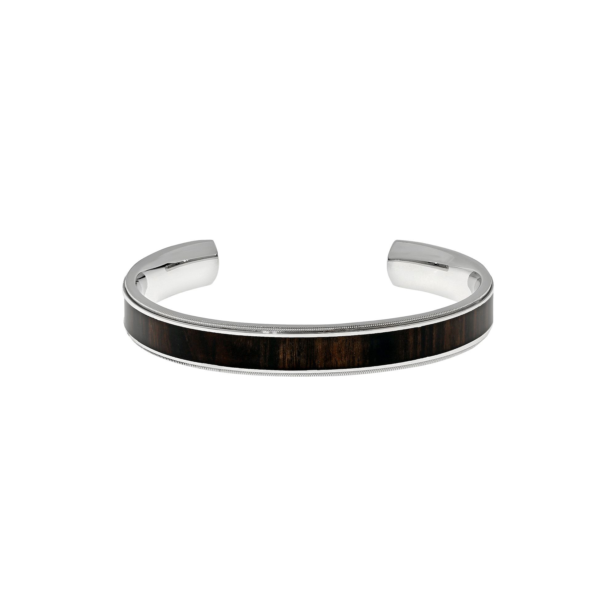 LYNX Stainless Steel Wood Cuff Bracelet - Men, Mens, Brown