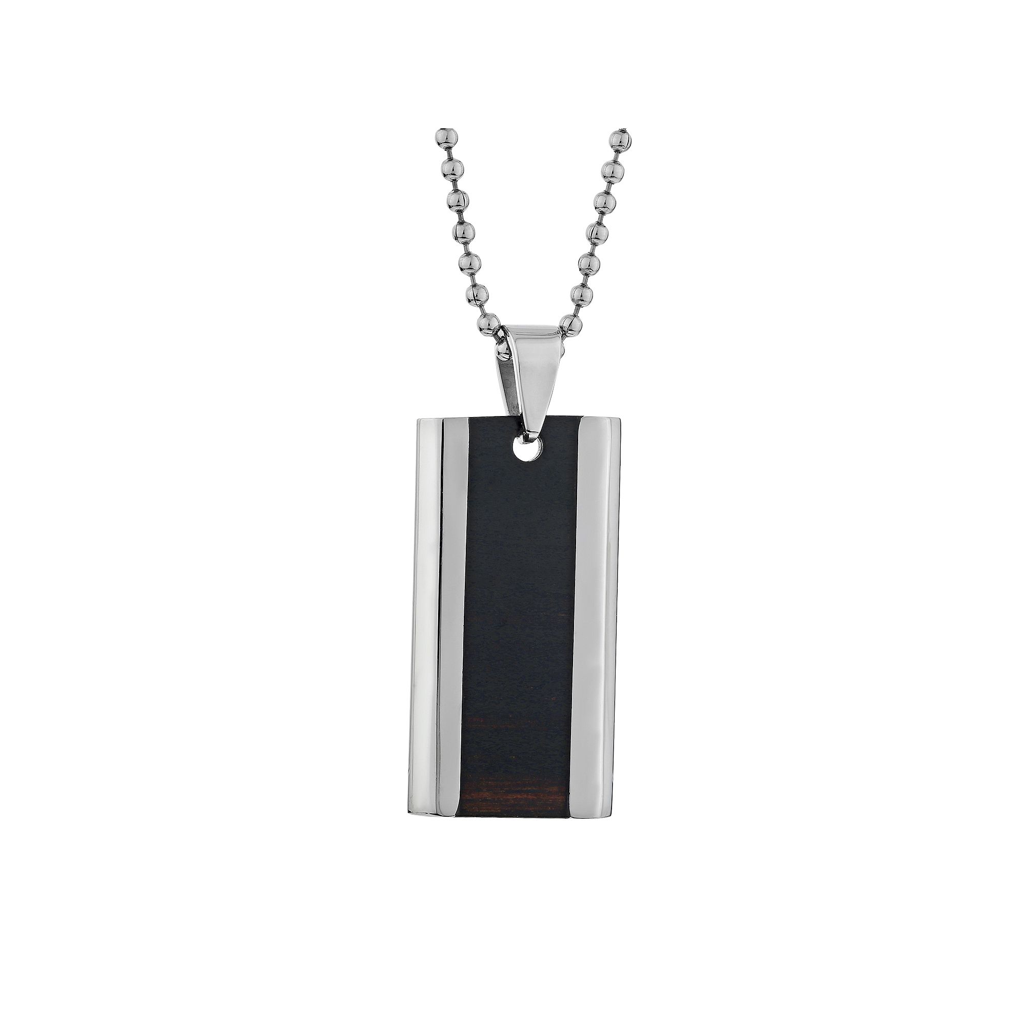 LYNX Stainless Steel Wood & Dog Tag Necklace - Men, Mens, Size: 22, Bro