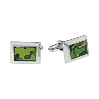 LYNX Stainless Steel Camouflage Rectangle Cuff Links