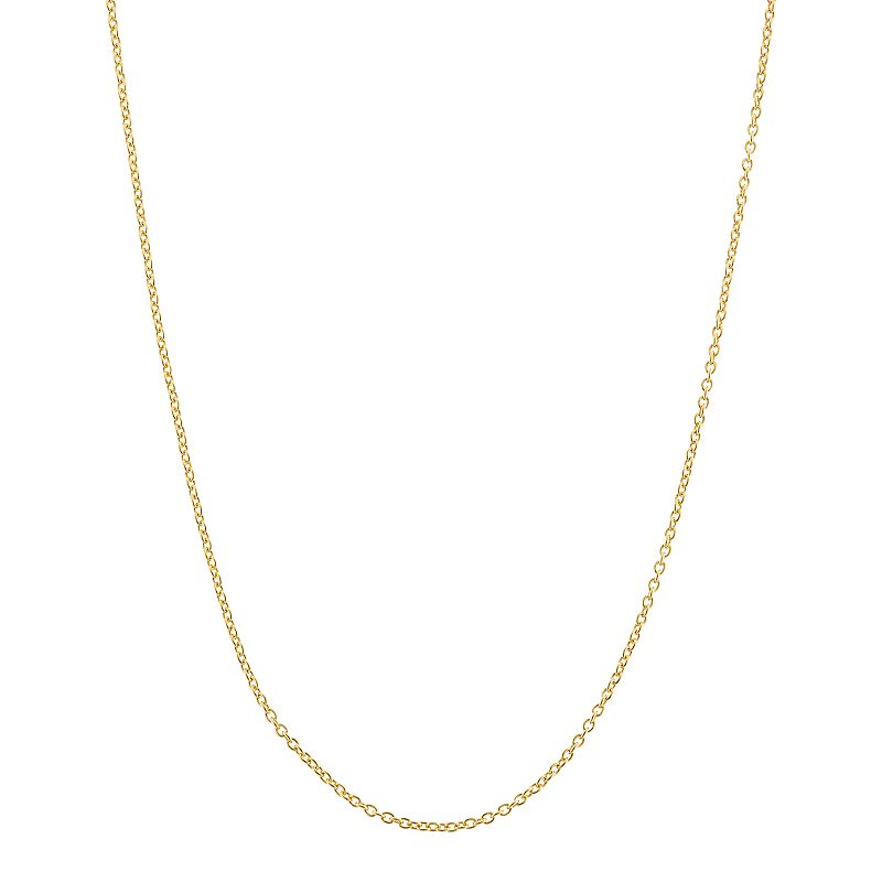14k Gold-Plated Silver Adjustable Cable Chain Necklace - 22 in., Womens, 