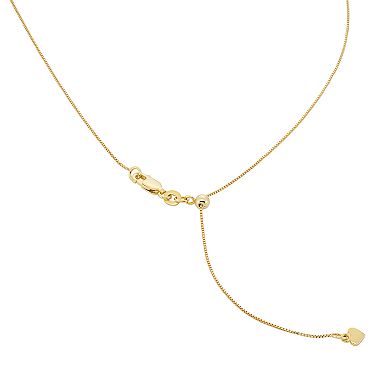 14k Gold-Plated Silver Adjustable Box Chain Necklace - 22 in.