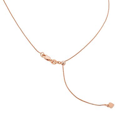 14k Rose Gold-Plated Silver Adjustable Box Chain Necklace - 22 in.
